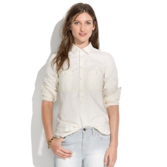 Madewell Tops - Madewell Ivory Chambray Popover Shirt - Size M